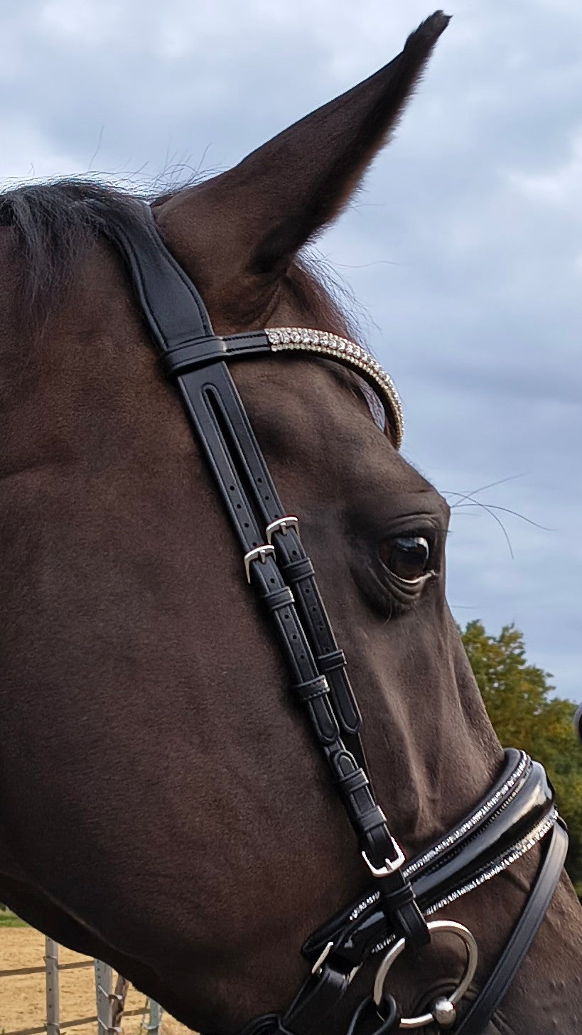 My Elite Tack Gecombineerde Conische Neusriem | Helder Crystal Glitter | Patent details