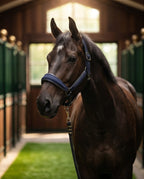 My Elite Tack Midnight Suede Luxe Halster – Navy & Gun Metal Edition