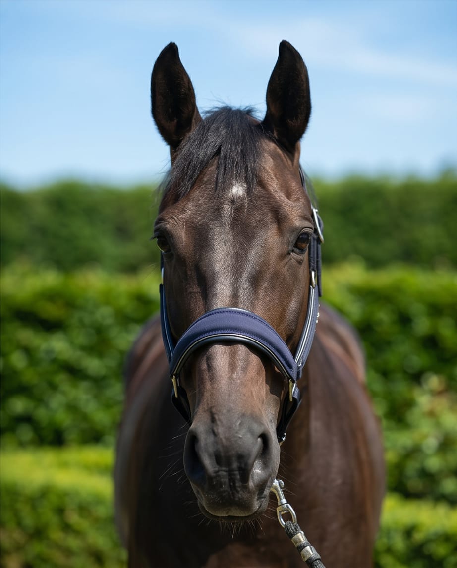 My Elite Tack Midnight Suede Luxe Halster – Navy & Gun Metal Edition