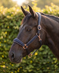 My Elite Tack Midnight Suede Luxe Halster – Navy & Rose Gold Edition